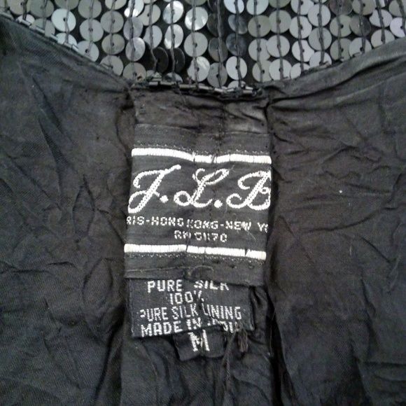 VTG 80s JLB Paris Silk Sequined Floral Top SZ M - Picture 7 of 7